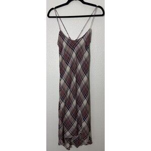 James Perse Los AngelesPlaid  Spaghetti Strap Slip Dress Wool Linen Blend Size 3